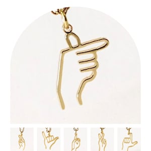 Colar ASL, Colar de letras ASL, Colar de gestos de mão, Colares de sinal ASL eu te amo, Colar de promessa mindinho, Presente personalizado para ela