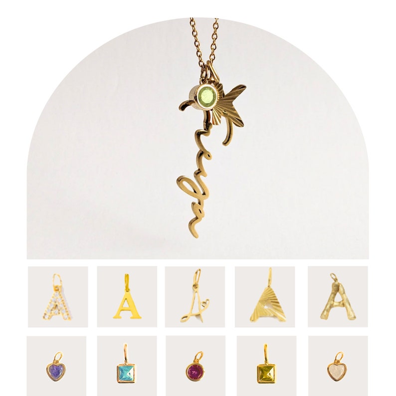 Custom Letter Necklace, Initial Necklace, Birthstone Necklace, Birth