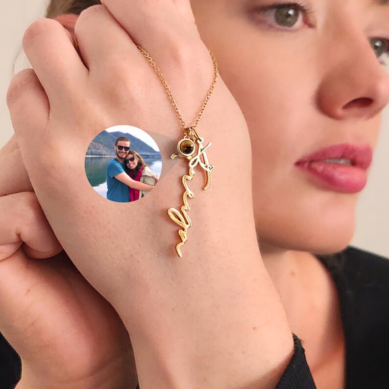 Photo Projection Necklace, Custom Letter Necklace, Multiple Initial