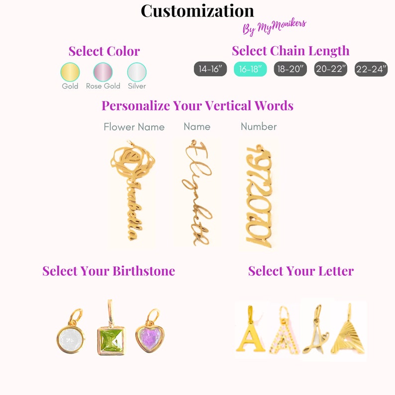 Custom Letter Necklace, Initial Necklace, Birthstone Necklace, Birth