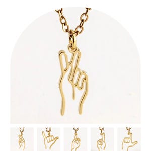 Collar de lenguaje de señas, collar con letras de lenguaje de señas, collar con nombre personalizado, deletreo manual de lenguaje de señas, regalo para el día de la madre para ella