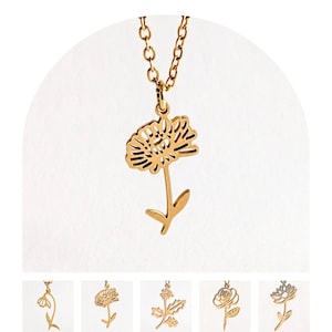 Birthflower Necklace Chrysanthemum Necklace November Necklace, Chrysanthemum Necklace, Chrysanthemum Pendant, November Birth Flower Necklace