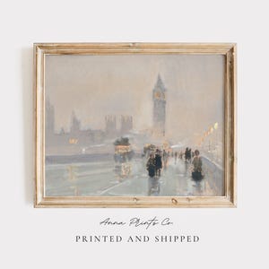 MAILED Giclée Print | Vintage Big Ben Painting Reproduction | Childe Hassam Artwork | Watercolor London Cityscape Neutral Tone Decor