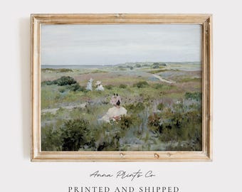 MAILED Giclée Print | Ladies in the Meadow Vintage Painting | Flower Field Landscape Artwork | Victorian Wall Decor | Cottage Farmhouse Art