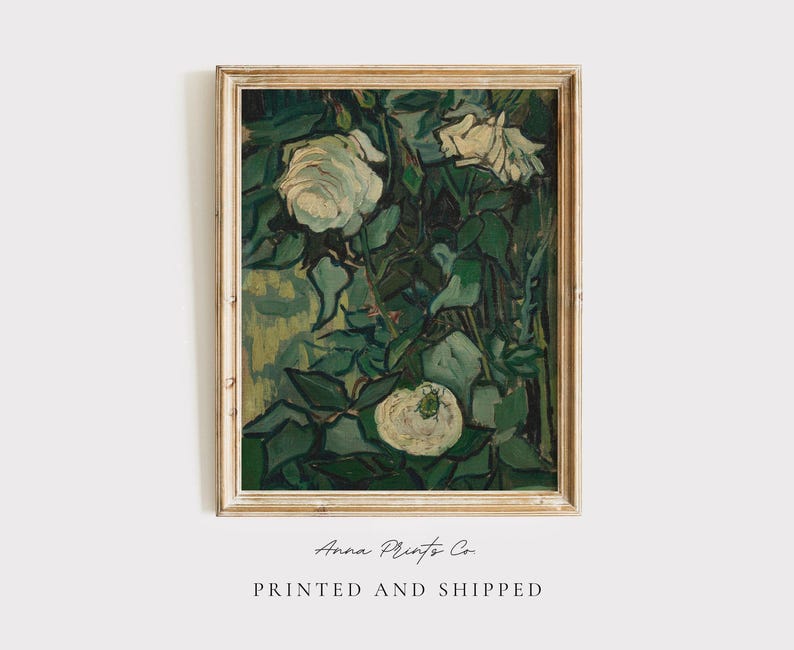 MAILED Giclée Print | Vincent Van Gogh Roses and Beetle Painting | Famous Artwork Reproduction | Antique Impressionist Fine Art Print image 1