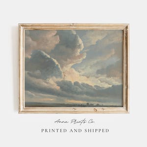 MAILED Giclée Print | Antique Cloud Study Painting Reproduction | Vintage Sunset Sky Artwork | Cottage Farmhouse Decor | European Landscape