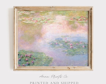 MAILED Giclée | Claude Monet Water Lilies Painting | Vintage Impressionist Artwork | Famous Painting Decor | Cottage Farmhouse Wall Art