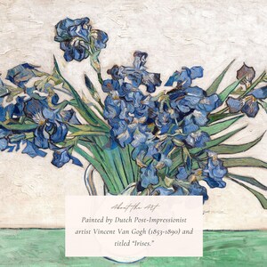 MAILED Giclée Print | Vincent Van Gogh Irises Painting | Vintage Impressionist Artwork | Antique Flower Wall Art | Cottage Farmhouse Decor image 4
