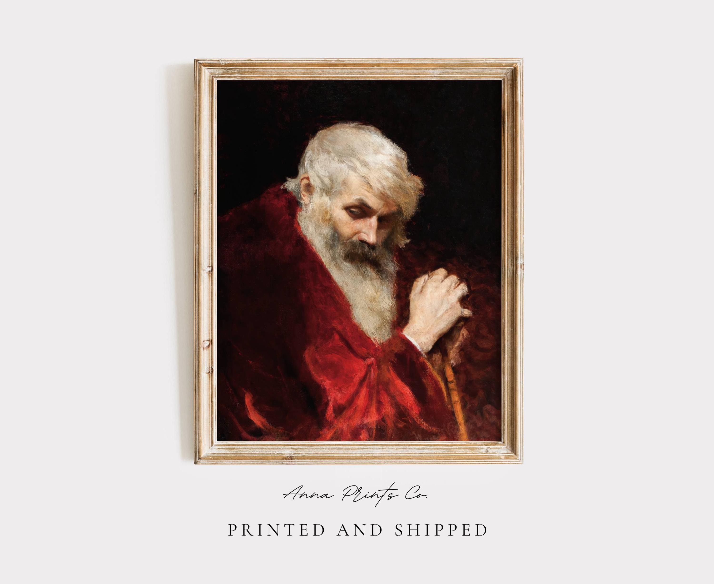 MAILED Giclée Print | Antique Saint Nicholas Painting | Bearded Old Man Portrait Painting | Vintage Christmas Decor | Moody Holiday Artwork