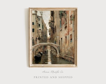 MAILED Giclée Print | Canal in Venice Vintage Painting Reproduction | Antique Italian Cityscape Artwork | Neutral Tone Decor | Victorian Art