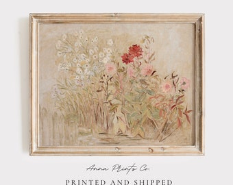 MAILED Giclée Print | Antique Small Garden Painting Reproduction | Cottagecore Decor | Cottage Farmhouse Artwork | Vintage Flower Art Print