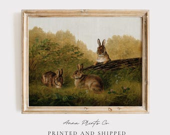 MAILED Giclée Print | Vintage Rabbit Painting | Easter Wall Decor | Antique Spring Artwork | Cottagecore Home | Victorian Bunny Wall Art