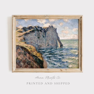 MAILED Giclée Print | Claude Monet The Cliff of Aval, Etrétat Painting Reproduction | Vintage Coastal Landscape Artwork |Antique Ocean Decor