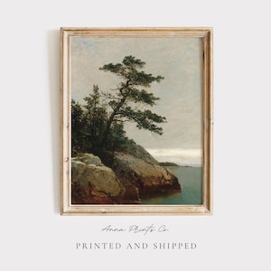 MAILED Giclée Print | Old Pine on the Coast Vintage Painting | Coastal Landscape Artwork | Antique Nature Wall Art | Cottage Farmhouse Decor