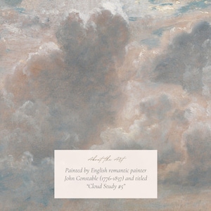 MAILED Giclée Print | Antique Cloud Study Painting Reproduction | Vintage Sunset Sky Artwork | Cottage Farmhouse | Light Academia Decor image 4