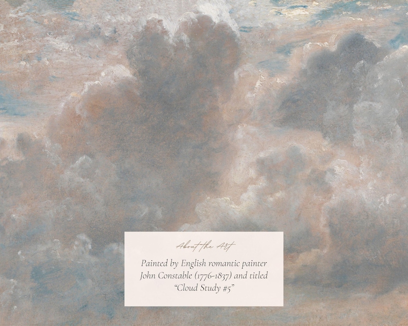 MAILED Giclée Print | Antique Cloud Study Painting Reproduction | Vintage Sunset Sky Artwork | Cottage Farmhouse | Light Academia Decor image 4