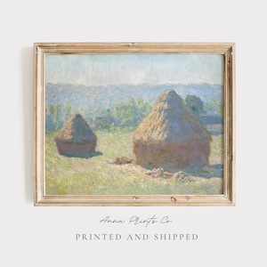 MAILED Giclée Print | Claude Monet Haystacks Painting | Antique Summer Landscape Artwork | Impressionist Wall Decor | Cottage Farmhouse Art