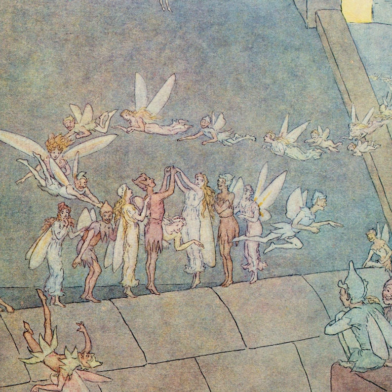 MAILED Giclée Print | Vintage Fairy Children's Storybook Illustration Reproduction | Antique Nursery Decor | Vintage Fariycore Fine Artwork image 5