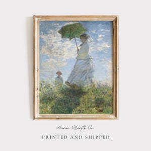 MAILED Giclée Print | Claude Monet Woman with a Parasol Painting Reproduction | Famous Artwork | Vintage Impressionist Decor |1800s Wall Art