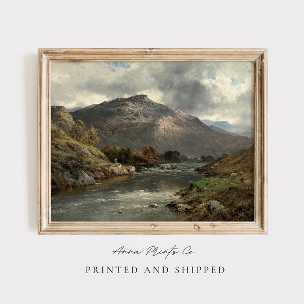 MAILED Giclée Print | Antique Scottish Highlands Landscape Painting | Vintage Mountain Artwork | Rustic Nature Art Print | Cabin Decor