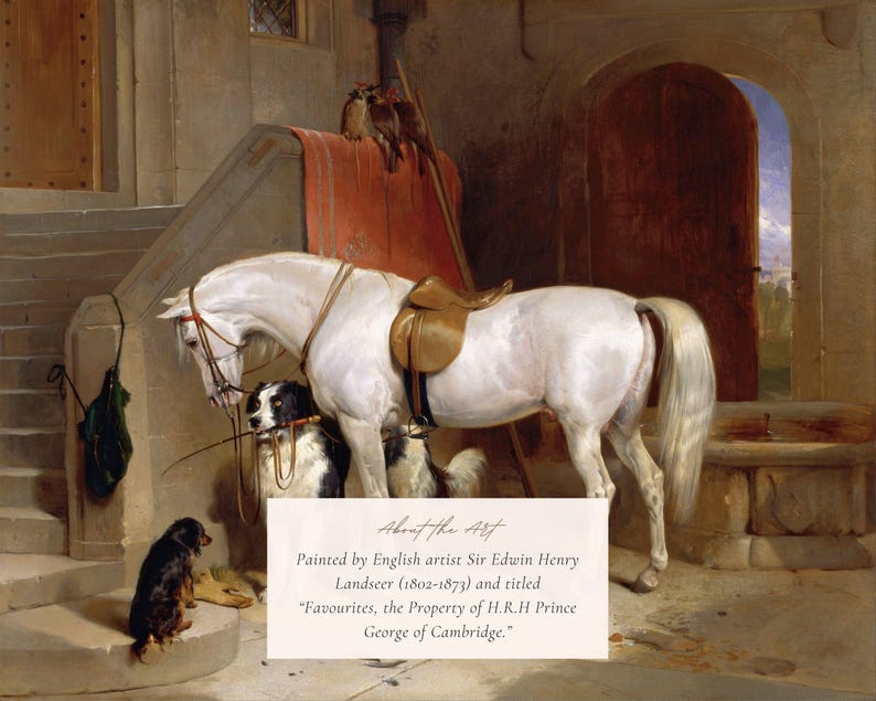 MAILED Giclée Print | Victorian Horse and Dog Painting | Vintage Animal ...