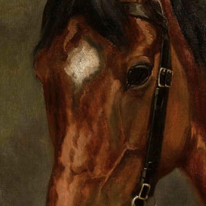 MAILED Giclée Print | Horse's Head Antique Painting | Victorian Artwork | Vintage Equestrian Art | Moody Oil Painting | Cottage Farmhouse image 5