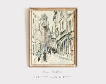 MAILED Giclée Print | Antique Paris Street Watercolor Sketch Painting Reproduction | Camille Pissarro Artwork | Impressionist Fine Art Decor
