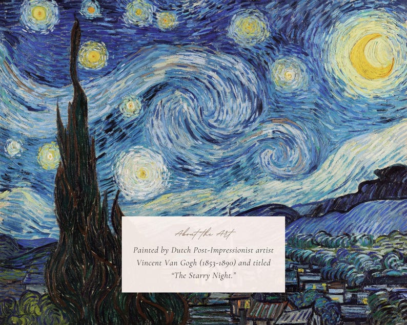 MAILED Giclée Print | Vincent Van Gogh The Starry Night Reproduction Painting | Famous Artwork | Antique Impressionist Decor | Landscape Art immagine 4