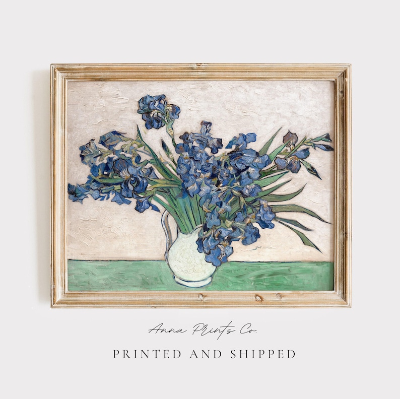 MAILED Giclée Print | Vincent Van Gogh Irises Painting | Vintage Impressionist Artwork | Antique Flower Wall Art | Cottage Farmhouse Decor image 1