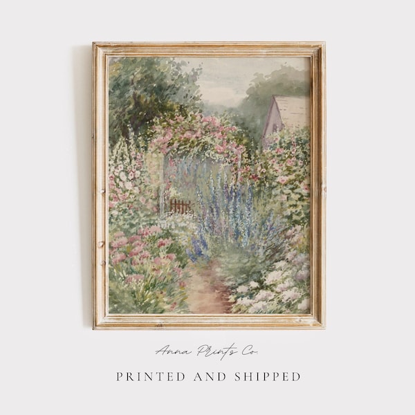 MAILED Giclée Print | Flower Garden Antique Watercolor Painting | Vintage Spring Artwork | Cottage Farmhouse | Cottagecore Decor Wall Art