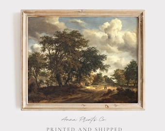 MAILED Giclée Print | Antique Countryside Scene Painting | Moody Landscape Artwork | 17th Century Fine Art | Cottage Farmhouse Decor