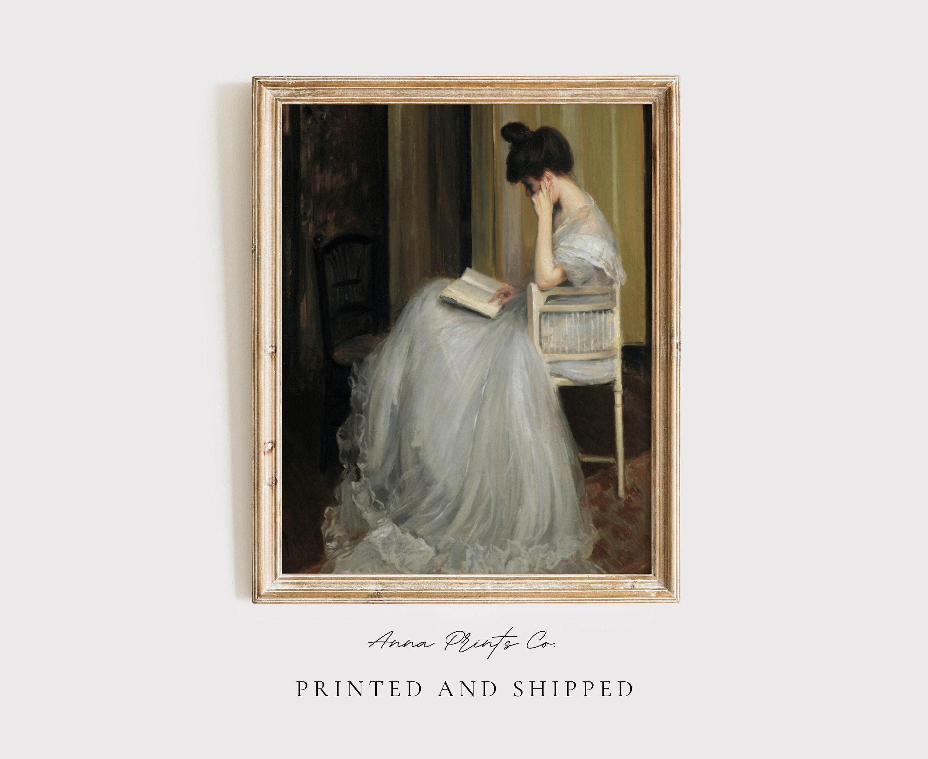MAILED Giclée Print | Woman Reading Victorian Artwork | Vintage Portrait Fine Art Print | Antique Oil Painting | Rustic Farmhouse Decor