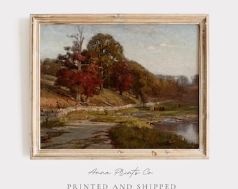 MAILED Giclée Print | Rustic Autumn Landscape Painting | Antique Fall Wall Decor | Victorian Fine Art Print | Cottage Farmhouse Artwork