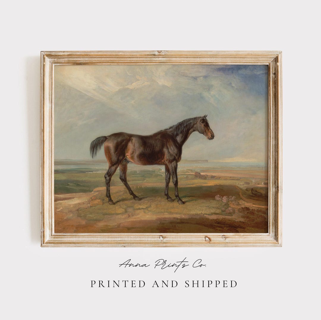 MAILED Giclée Print | Vintage Bay Horse Painting | Antique Equestrian ...