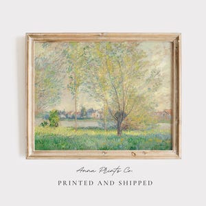Impresión Giclée ENVIADA / Pintura de Los Sauces de Claude Monet / Obra de arte de paisaje verde / Decoración impresionista vintage / Arte mural de estilo rústico