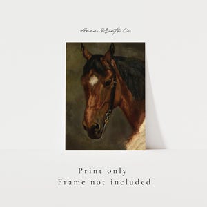 MAILED Giclée Print | Horse's Head Antique Painting | Victorian Artwork | Vintage Equestrian Art | Moody Oil Painting | Cottage Farmhouse image 2