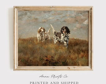 MAILED Giclée Print | Setters on the Hunt Vintage Painting Reproduction | Antique Dog Artwork | Cottage Farmhouse Fine Art Print |Animal Art