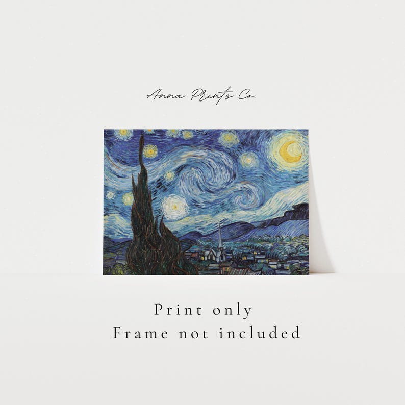 MAILED Giclée Print | Vincent Van Gogh The Starry Night Reproduction Painting | Famous Artwork | Antique Impressionist Decor | Landscape Art immagine 2