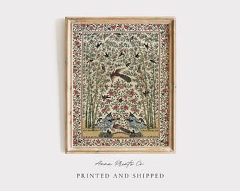 MAILED Giclée Print | Indian Palampore Textile Design Reproduction | South Asian Artwork | 18th Century Art Decor | Vintage Aesthetic