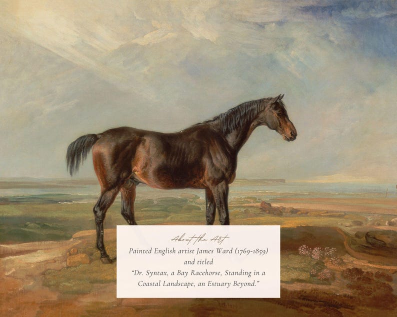 MAILED Giclée Print | Vintage Bay Horse Painting | Antique Equestrian ...