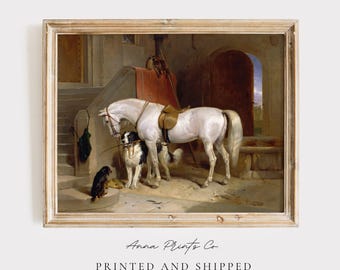 MAILED Giclée Print | Victorian Horse and Dog Painting | Vintage Animal Artwork | Antique Aesthetic Home Decor | 1800s Farmhouse Decor Art