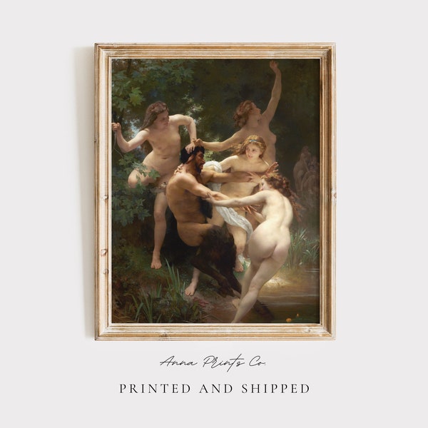 MAILED Giclée Print | Antique Nymphs and Satyr Painting | Classical Artwork | Greek Mythology Wall Decor | Academia Aesthetic Fine Art Print