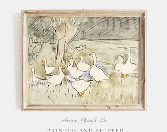MAILED Giclée Print | Vintage Duck Watercolor Painting Reproduction | Antique Nursery Decor | Cottage Farmhouse Decor | Fine Art Print