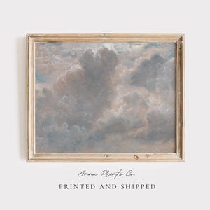 MAILED Giclée Print | Antique Cloud Study Painting Reproduction | Vintage Sunset Sky Artwork | Cottage Farmhouse | Light Academia Decor image 1