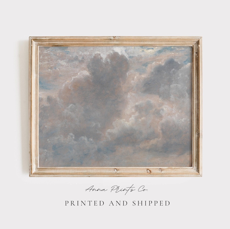 MAILED Giclée Print | Antique Cloud Study Painting Reproduction | Vintage Sunset Sky Artwork | Cottage Farmhouse | Light Academia Decor image 1