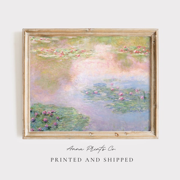 MAILED Giclée | Claude Monet Water Lilies Painting | Vintage Impressionist Artwork | Famous Painting Decor | Cottage Farmhouse Wall Art
