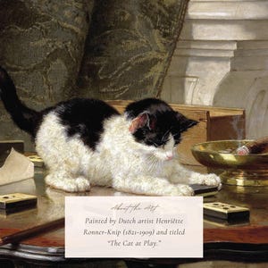 MAILED Giclée Print | Vintage Cat Painting Reproduction | Antique Animal Painting | Victorian Wall Art | Cottage Farmhouse Fine Art Decor image 4