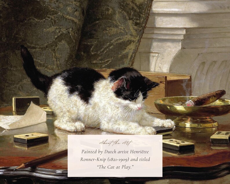 MAILED Giclée Print | Vintage Cat Painting Reproduction | Antique Animal Painting | Victorian Wall Art | Cottage Farmhouse Fine Art Decor image 4