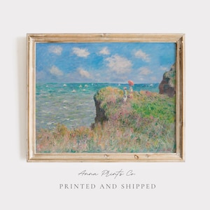 MAILED Giclée Print | Claude Monet Cliff Walk at Pourville Vintage Painting | Colorful Impressionism | Coastal Landscape Art Famous Artwork
