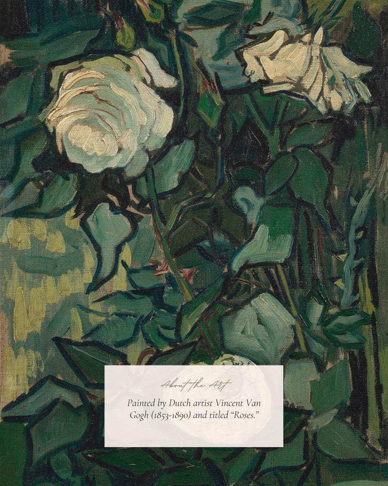 MAILED Giclée Print | Vincent Van Gogh Roses and Beetle Painting | Famous Artwork Reproduction | Antique Impressionist Fine Art Print image 4